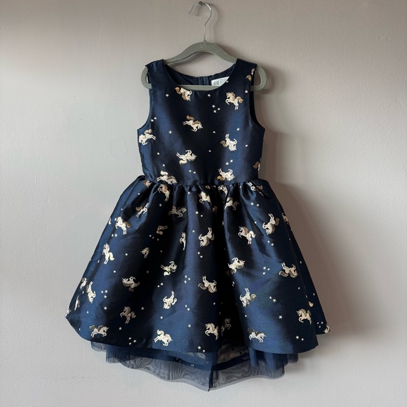 H&M Other - H&M Kids Girls Navy Gold Unicorn Tulle Party Dress Size 6-7 Years